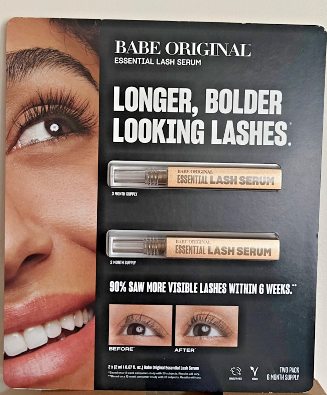 BABE ORIGINAL Essential Eyelash serum 0.07 fl oz/2ml 6 Month Supply - 2 Pack NEW