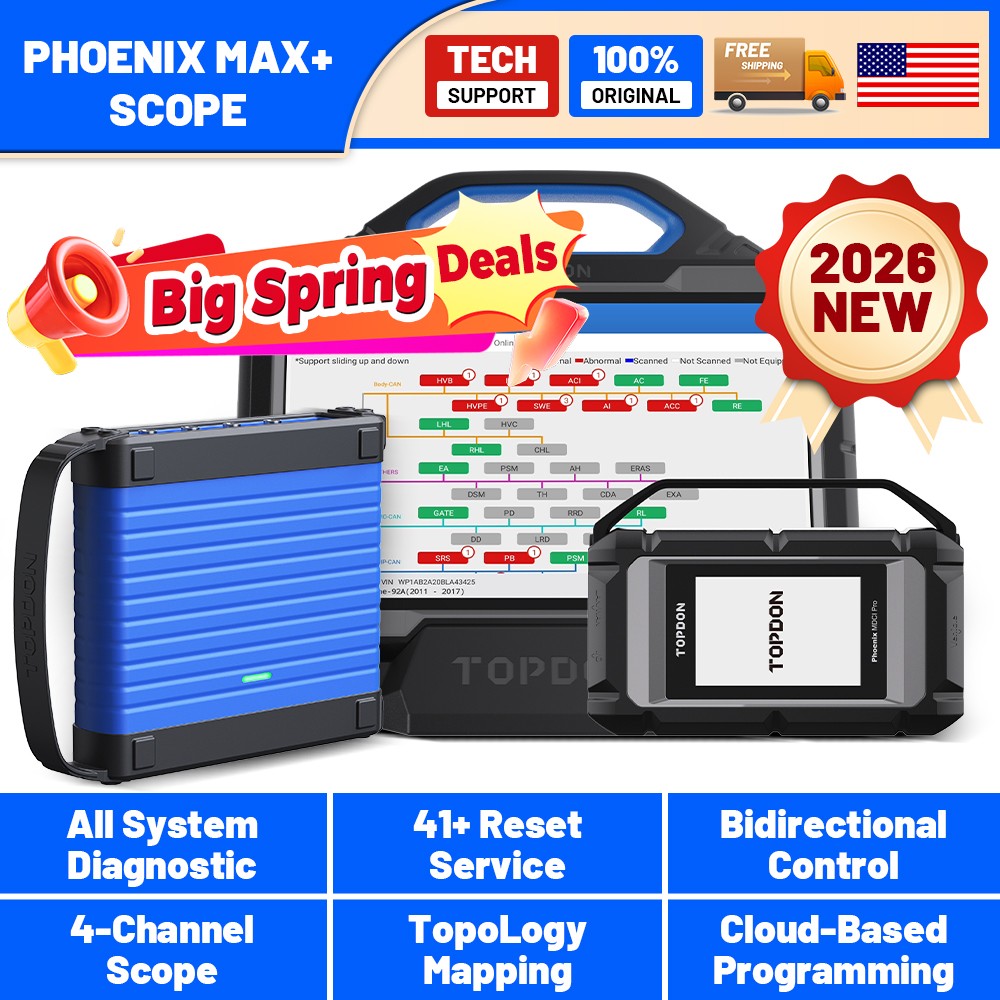 TOPDON Phoenix Max & 4-Ch Oscilloscope Scope Kit ECU Programming 13.3" Scan Tool