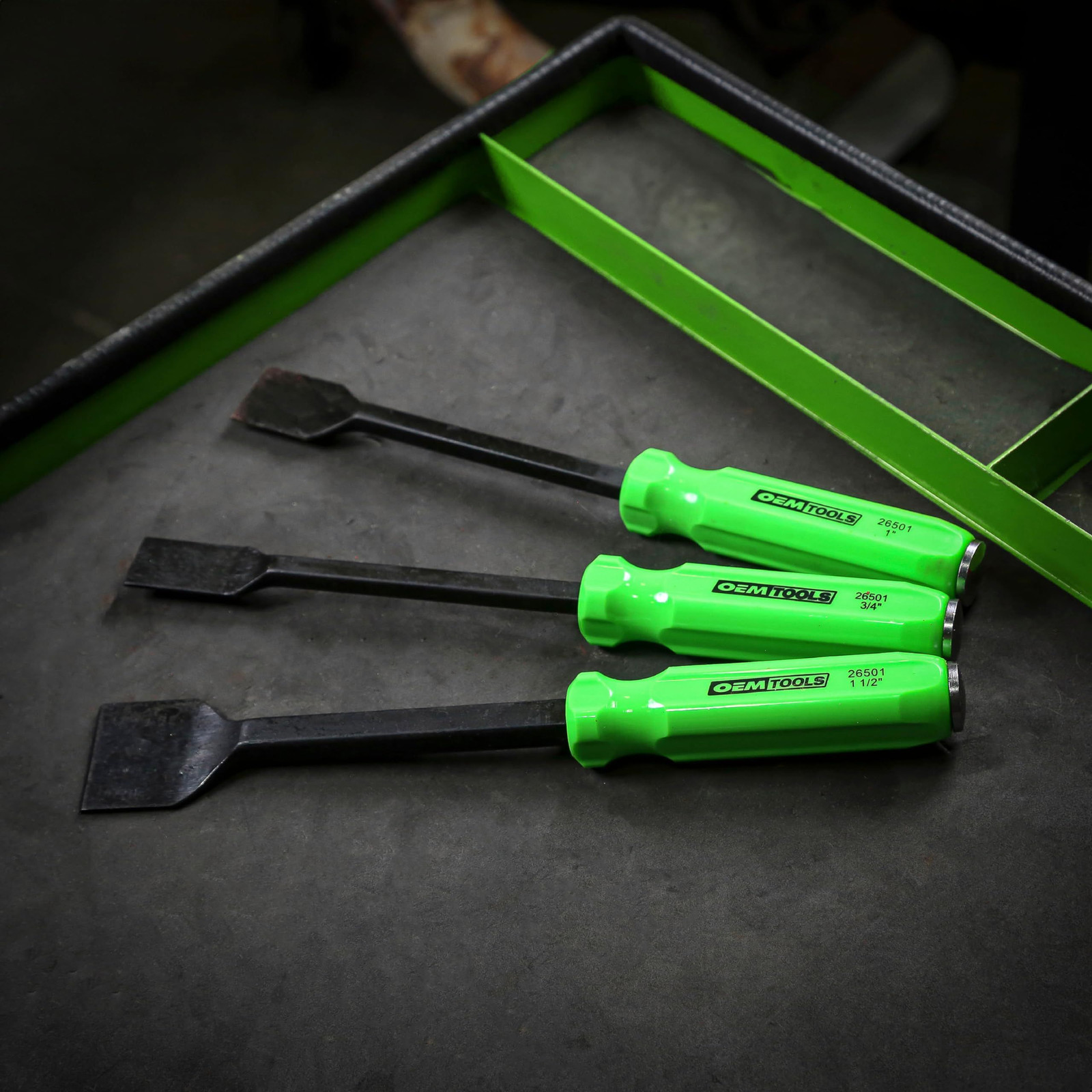 OEMTOOLS 26501 Gasket Scraper Tool, 3-Piece 3/4", 1", 1-1/2", Green