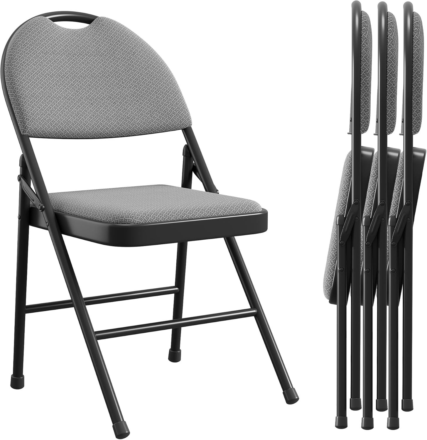 4 Pack Portable Metal Folding Fabric Dining Chairs with Padded Cushion