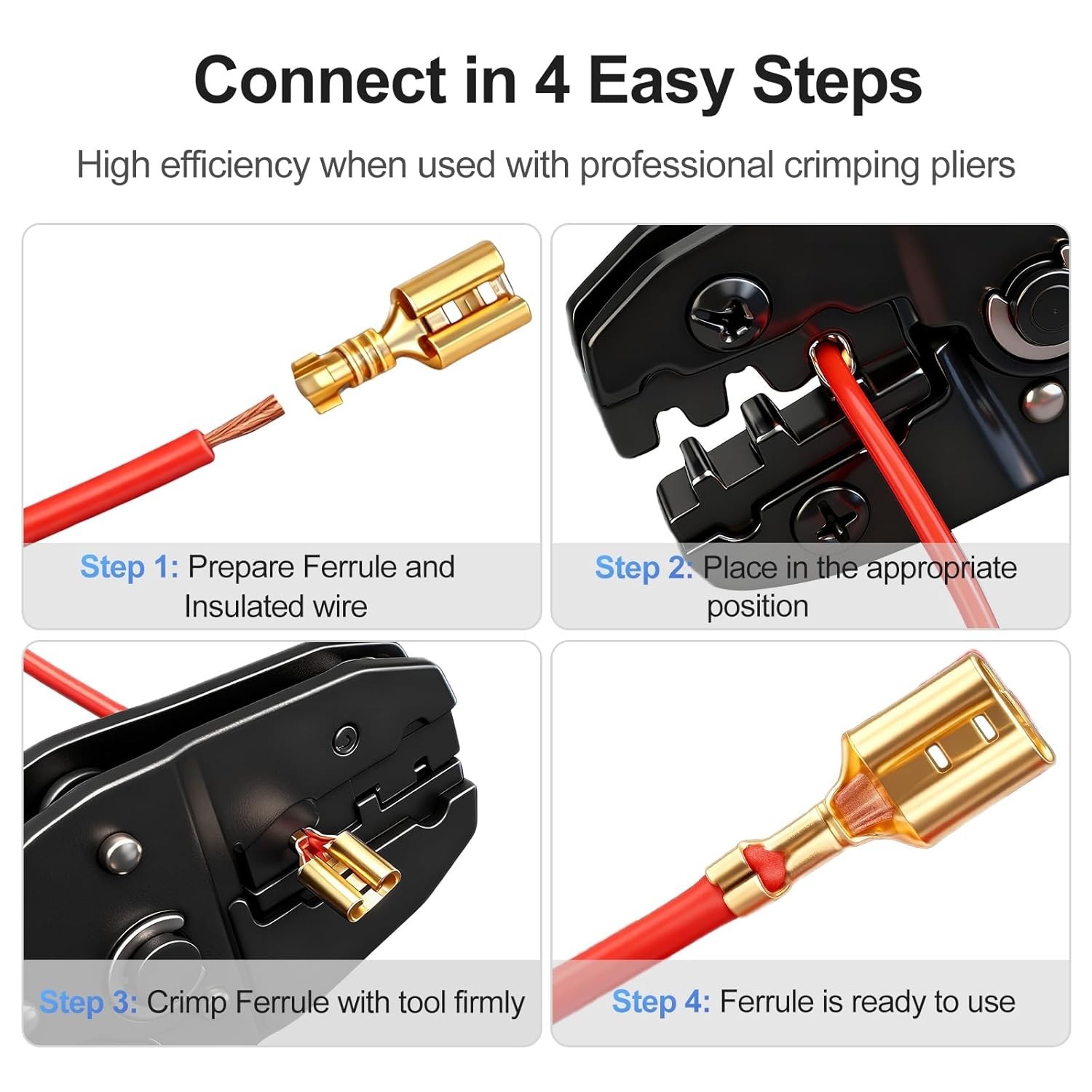 Female Spade Quick Splice Crimp Terminals 6.3Mm Non-Insulated 100 Pcs