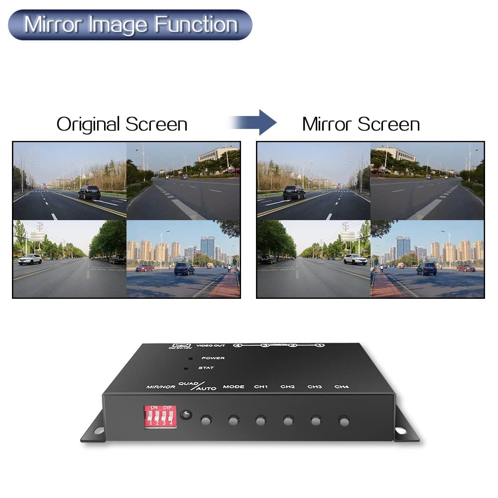 Mini 4Ch Color Video Quads Multiplexer Splitter Processor for CCTV Security C...