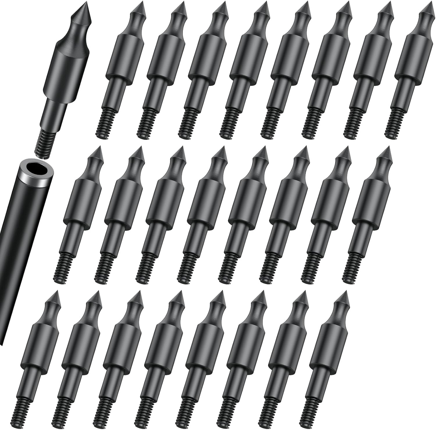 24 Pcs Field Tips, Archery Accessories, 5/16" Screw-In Bullet Points