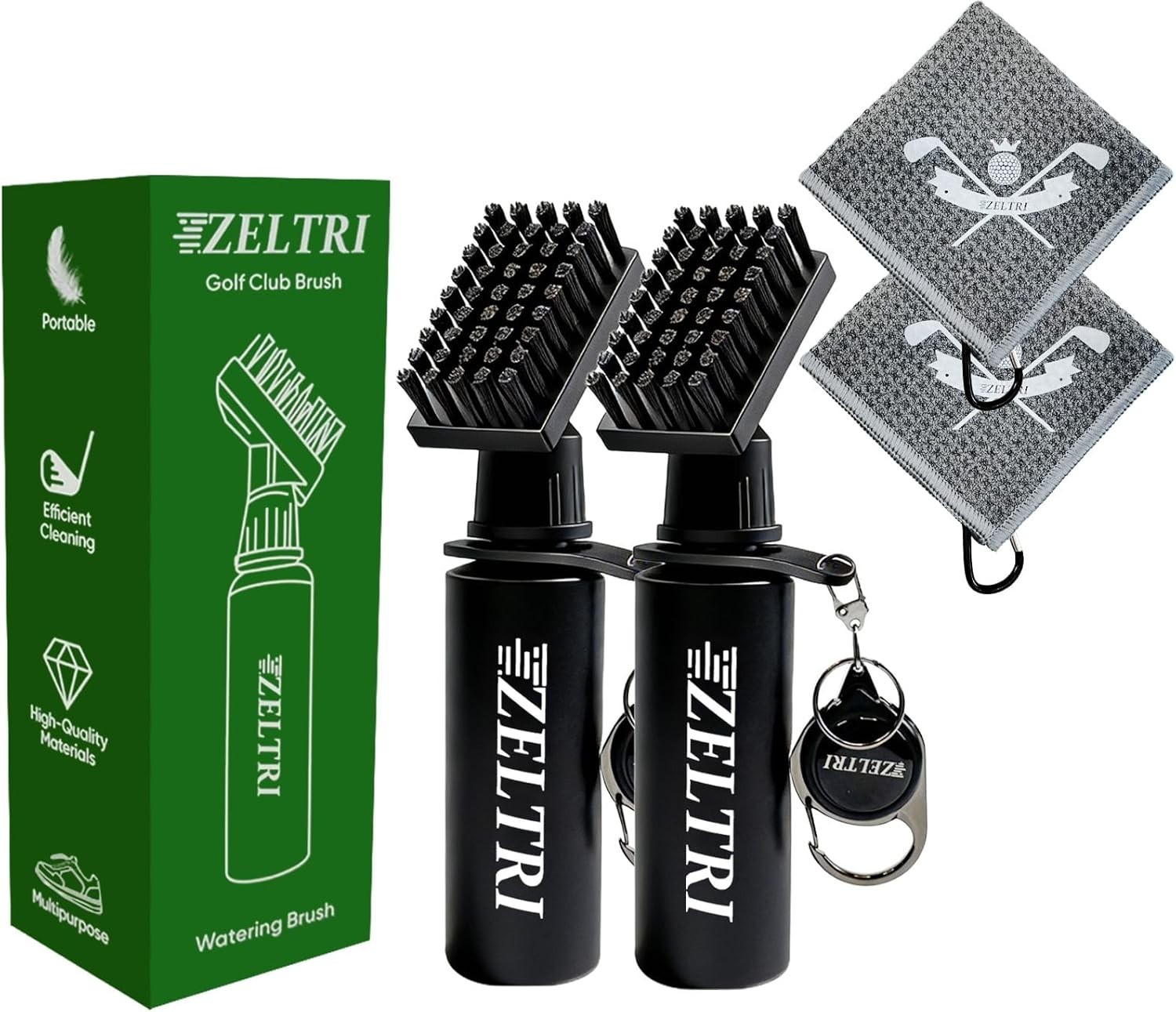 2 Pack Golf Club Brush Cleaner w/ Water Bottle & Towel Golf Ball Cleaning Tool