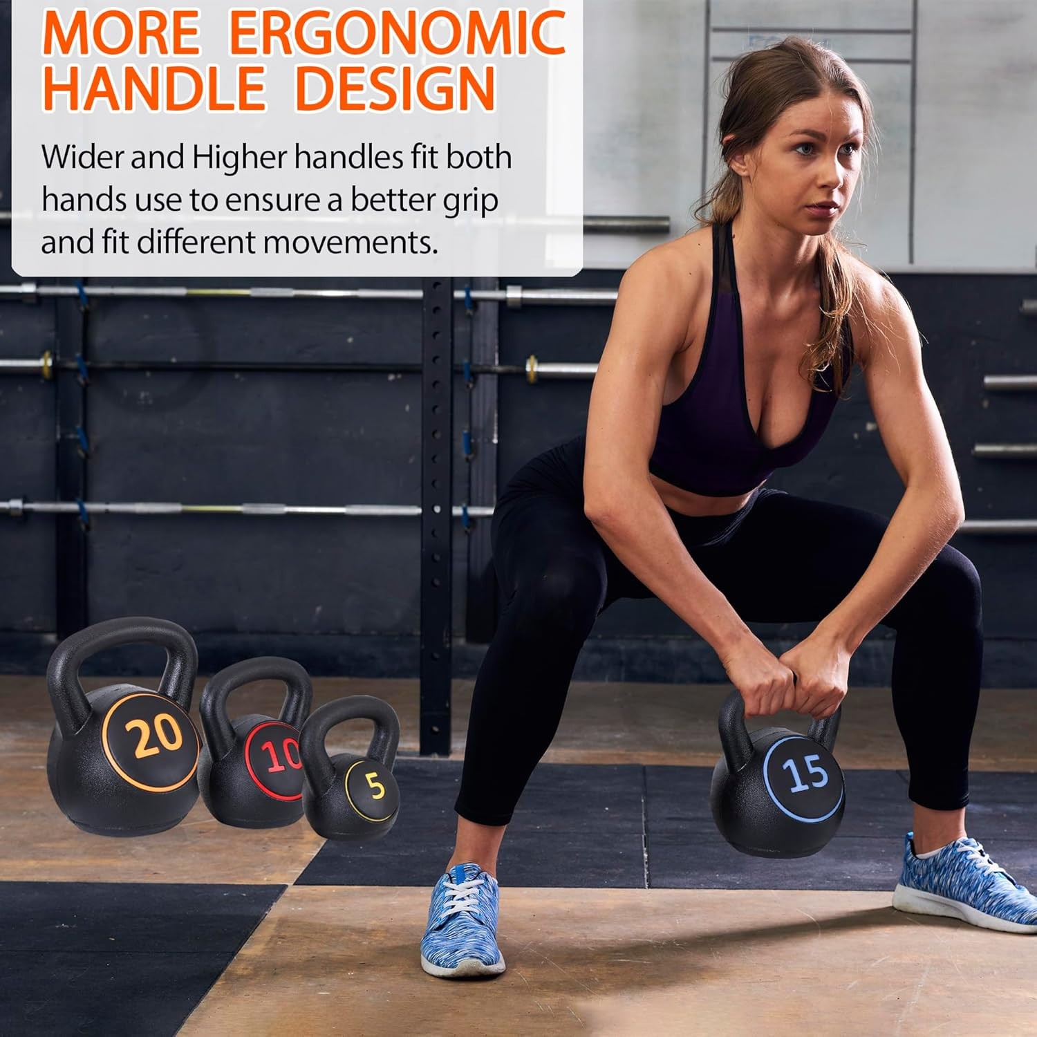 F2C Kettlebell Sets 4 Piece Strength Training Kettlebells Weight Set 5Lb, 10Lb,