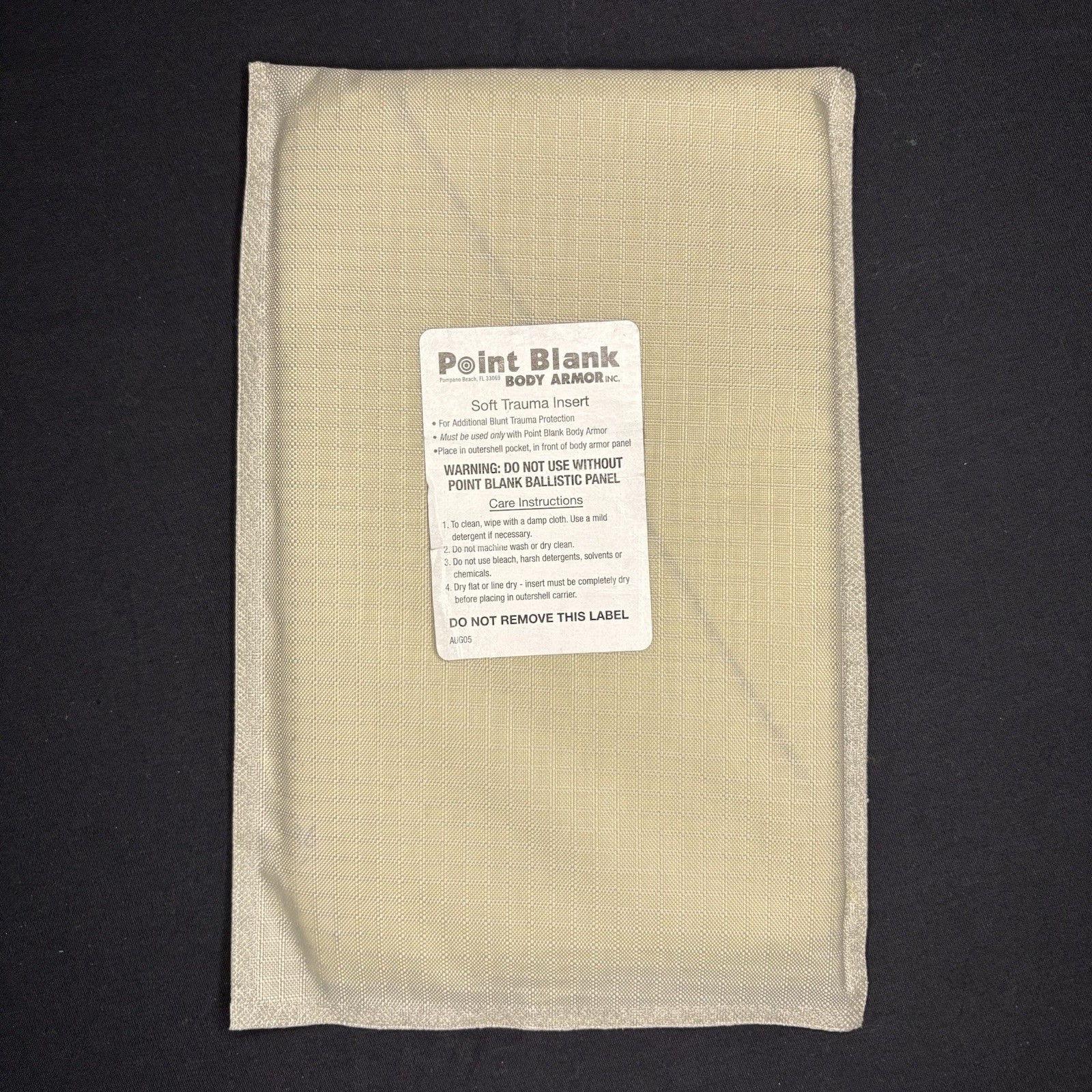 PB Trauma Plate Insert 5x8 Soft Impact Panel Body Armor