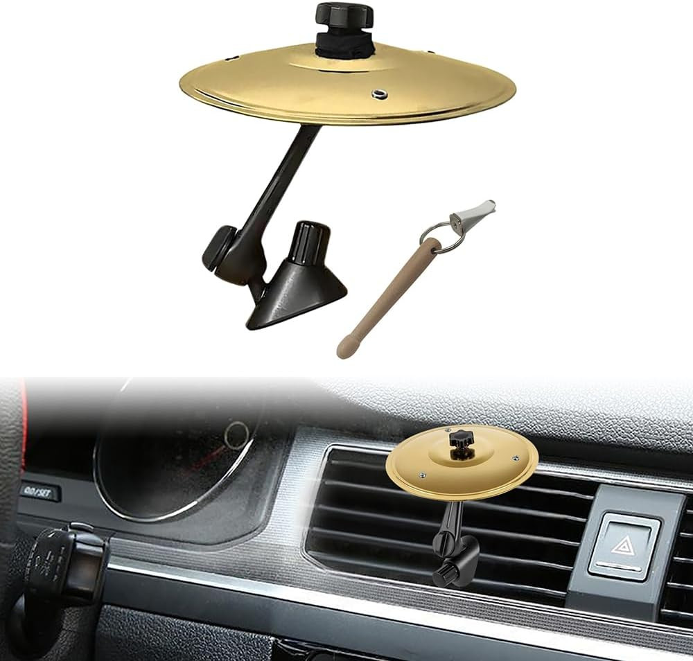 5.5 Inch Car Cymbal Air Vent, Mini Crash Cymbal Set with Drum Stick, Drum for Ca