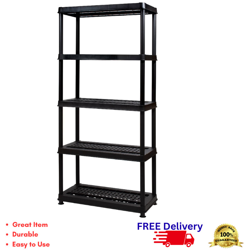5 Tier Heavy Duty Plastic Shelving Unit Garage Storage Organizers Rack Shelf New