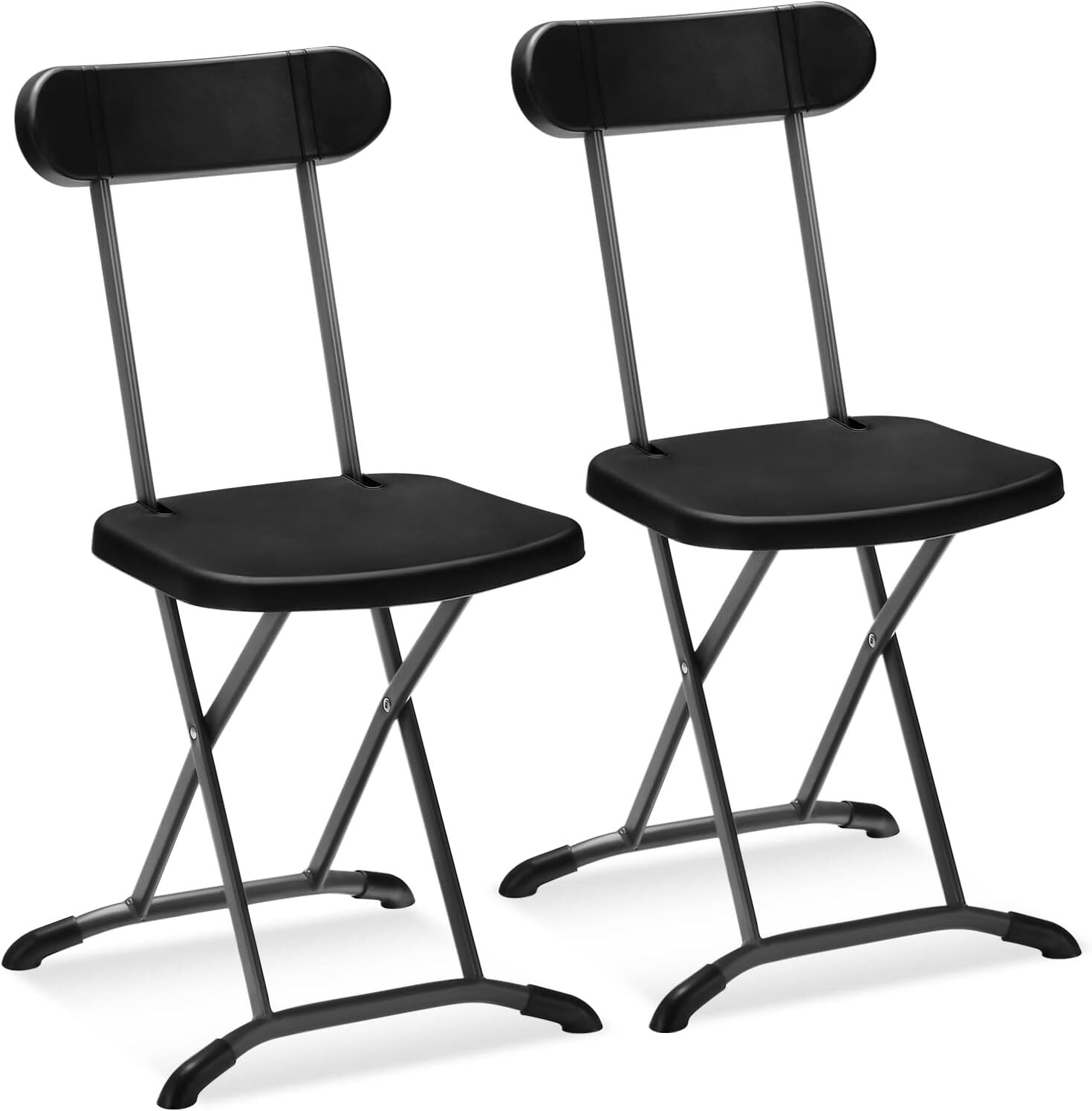 Folding Chair,400lbs Plastic Chairs Set with Steel Frame & Ergonomic Curved Back