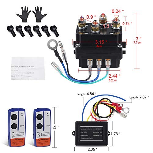 12V 250A Winch Solenoid Relay Contactor+2pcs Wireless Winch Remote Control