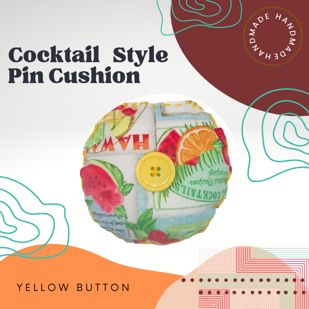 Cocktail Style Pin Cushion. 100% Handmade.