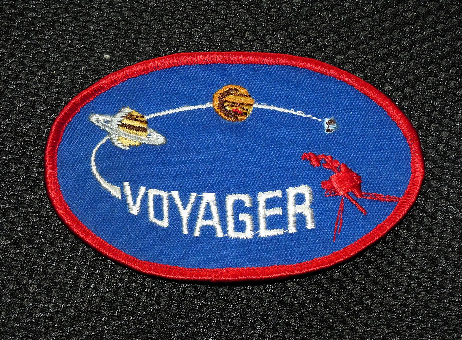 NASA Voyager Space Shuttle Mission Embroidered Patch Blue Red Border Vintage