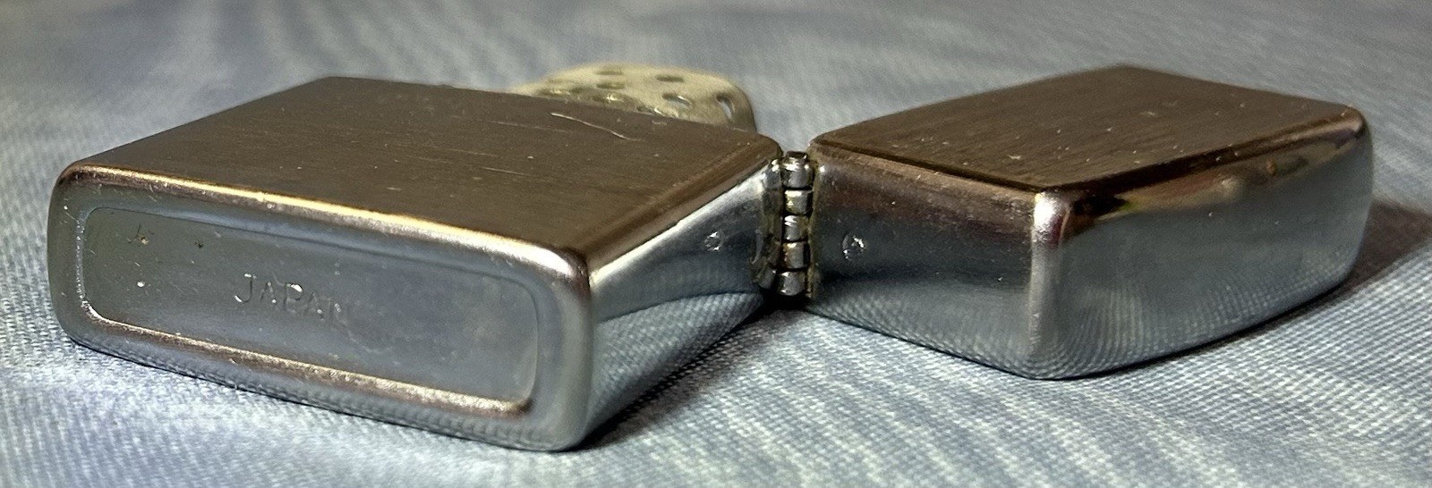 Vintage Brushed Chrome Flip-Top Lighter Japan