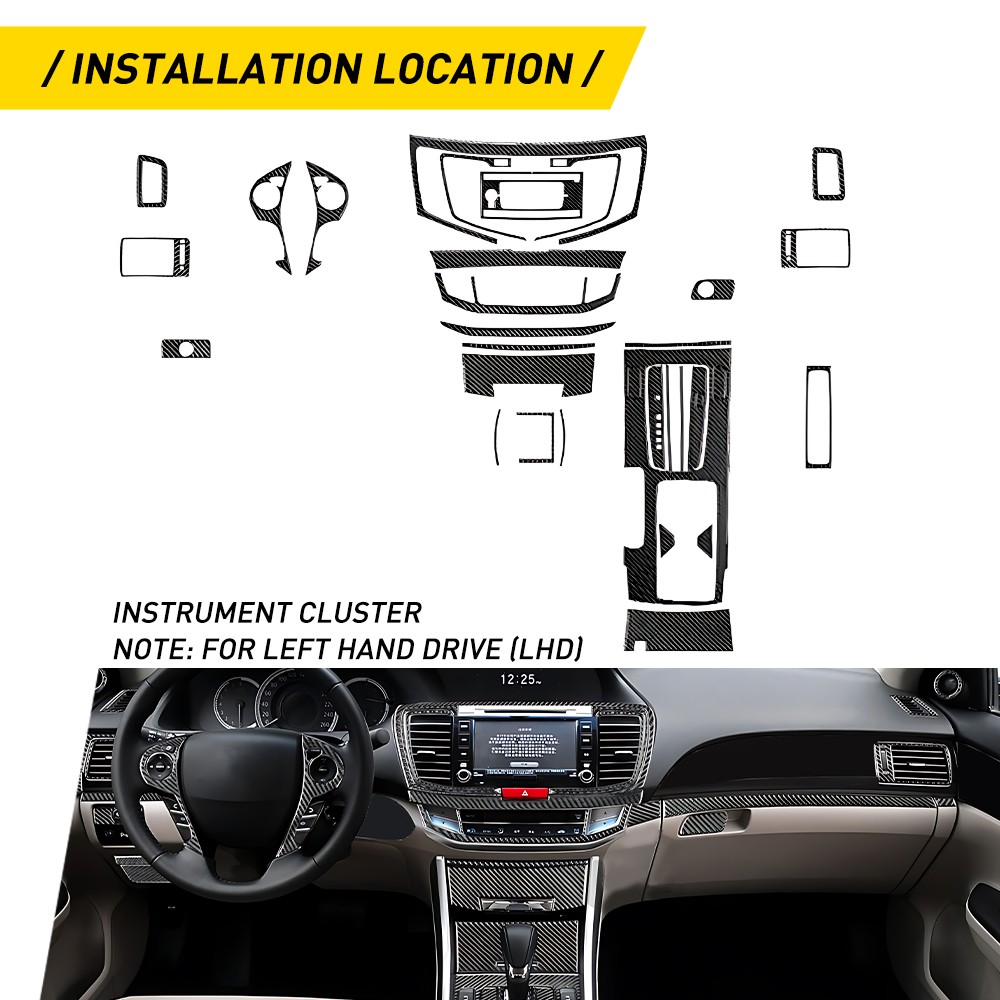 31Pcs Carbon Fiber Front Full Interior Kit Cover Trim For 2013-2017 Honda Accord