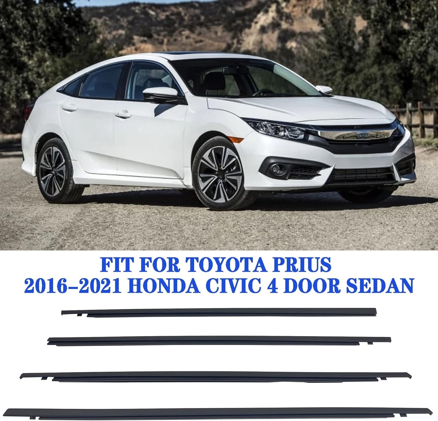 Window Weatherstrip Compatible with Honda Civic Hatchback 2016-2019 Replaces ...