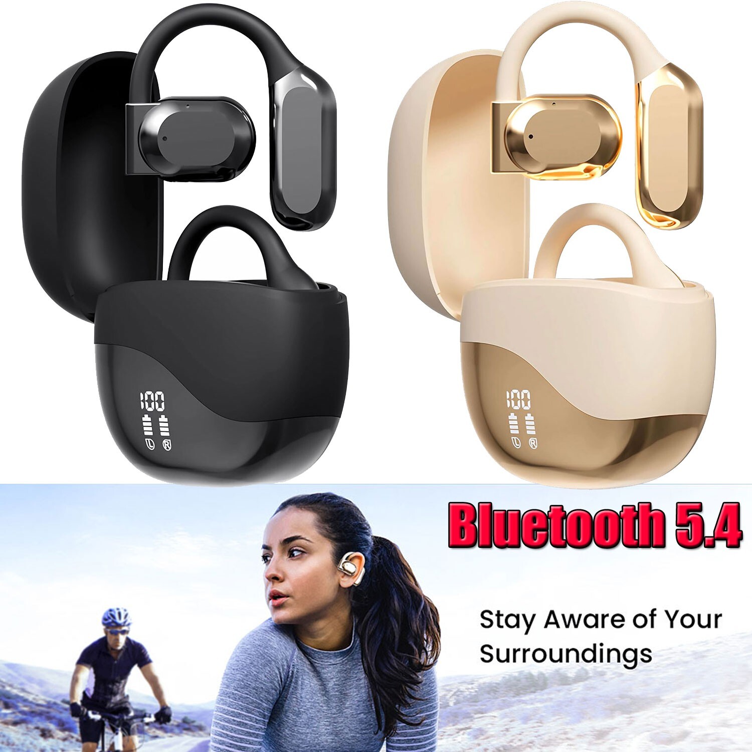 For Apple iPhone Wireless Earbuds Bluetooth 5.4 Headphones Earphones Open-Ear US