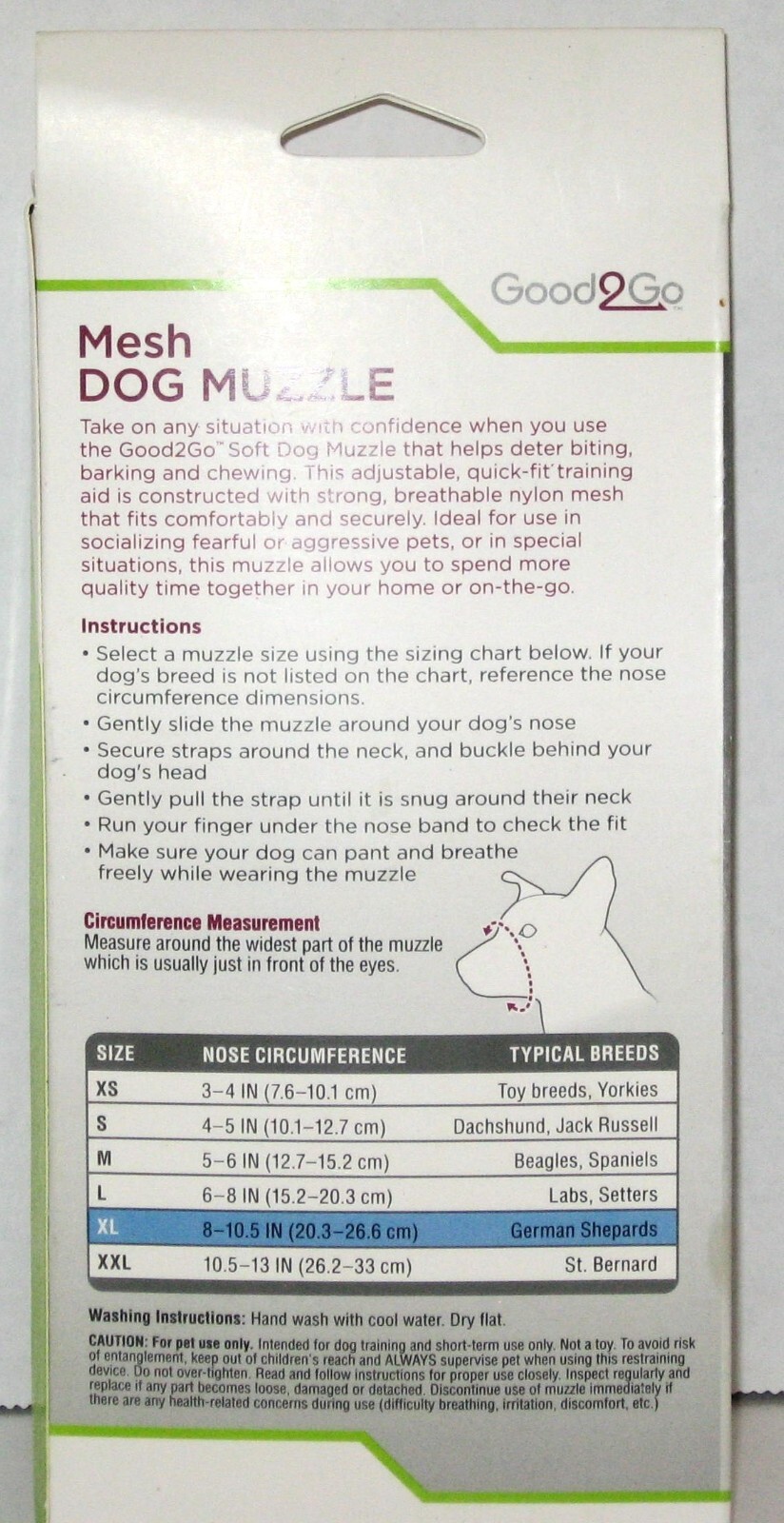 Good to go Dog Muzzle, Adjustable Soft Mesh, Size X-Large New