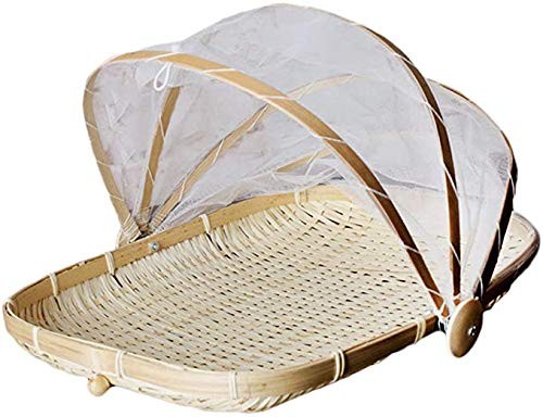 Food Serving Tent Basket - BESTCHANCEUS Hand Woven Bamboo Serving Basket Dust...