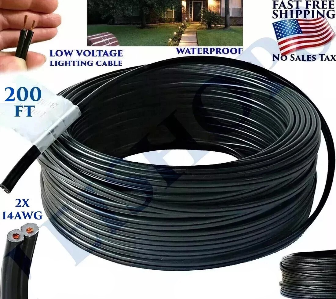 200FT LOW VOLTAGE 14/2 CABLE LANDSCAPE BURIAL COPPER WIRE OUTSIDE LIGHTI 2 CORE