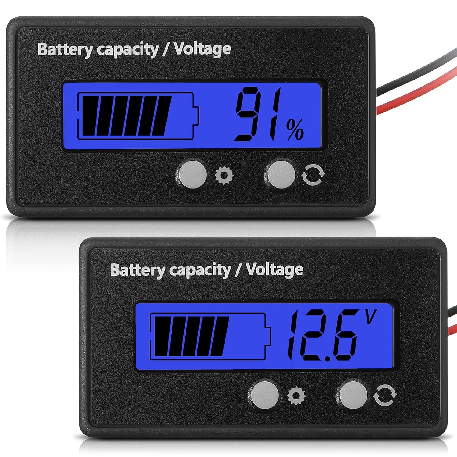 DC 12V 24V 36V 48V 60V 72V 84V Golf Cart Battery Meter with Alarm, Front Setting