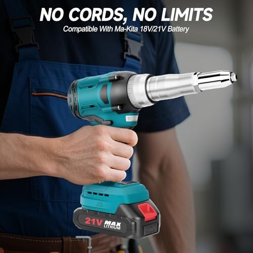 Cordless Rivet Gun Battery Powered, Automatic Electric Blue, Battery Powered