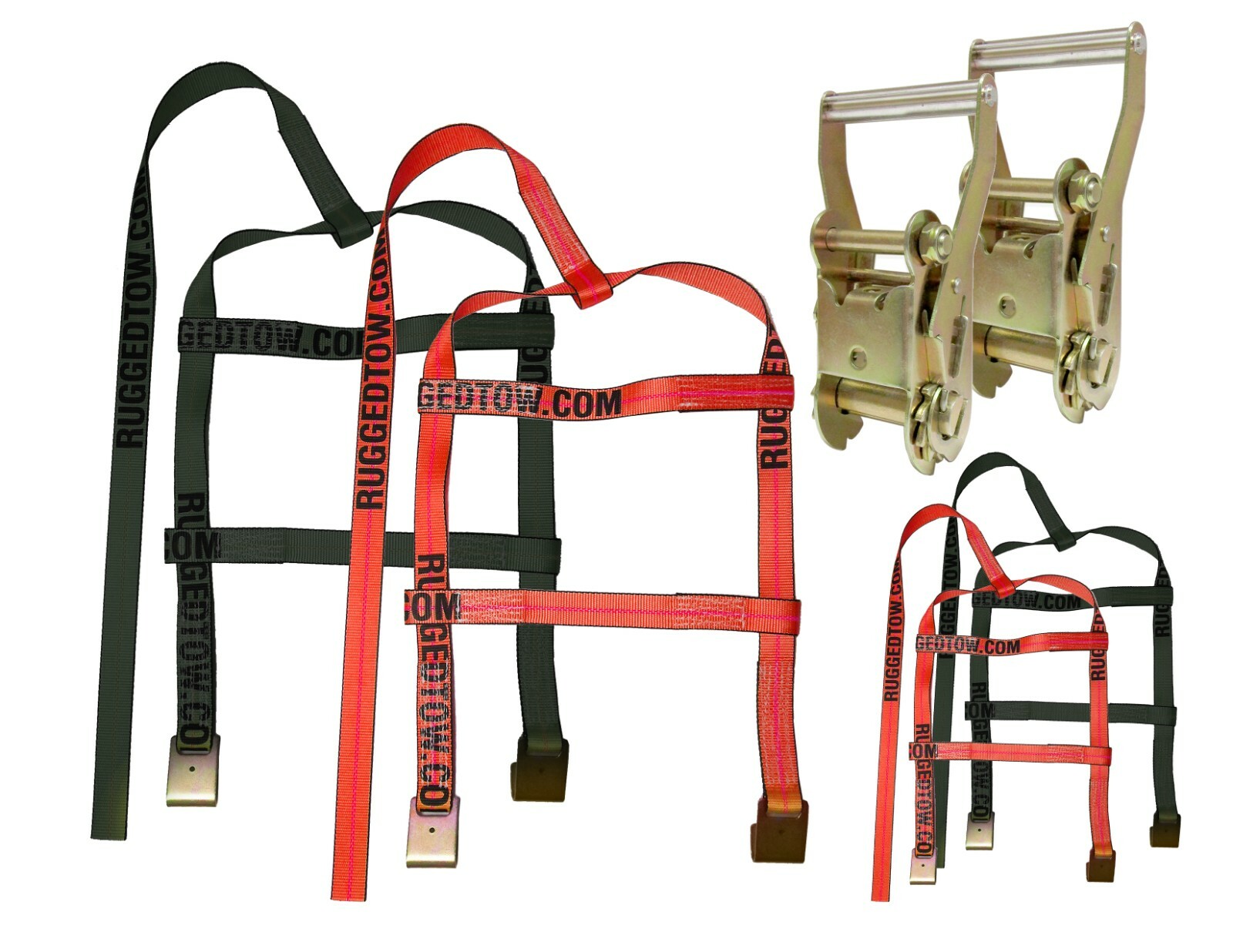 Demco Tire Strap Tie Down Ratchet Kit - 4 straps, 2 ratchets Wheel Basket Tow