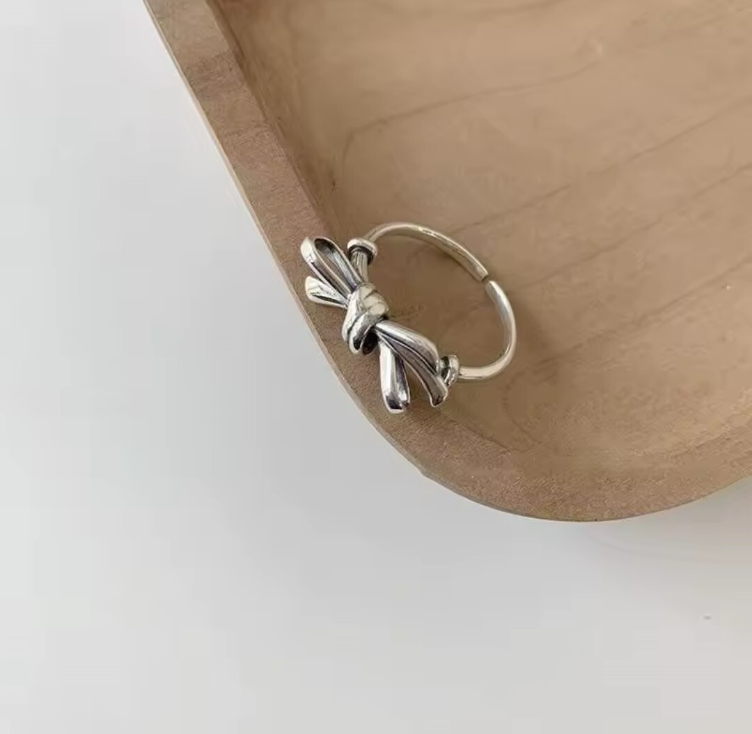 925 Sterling Silver Bow Adjustable Rings