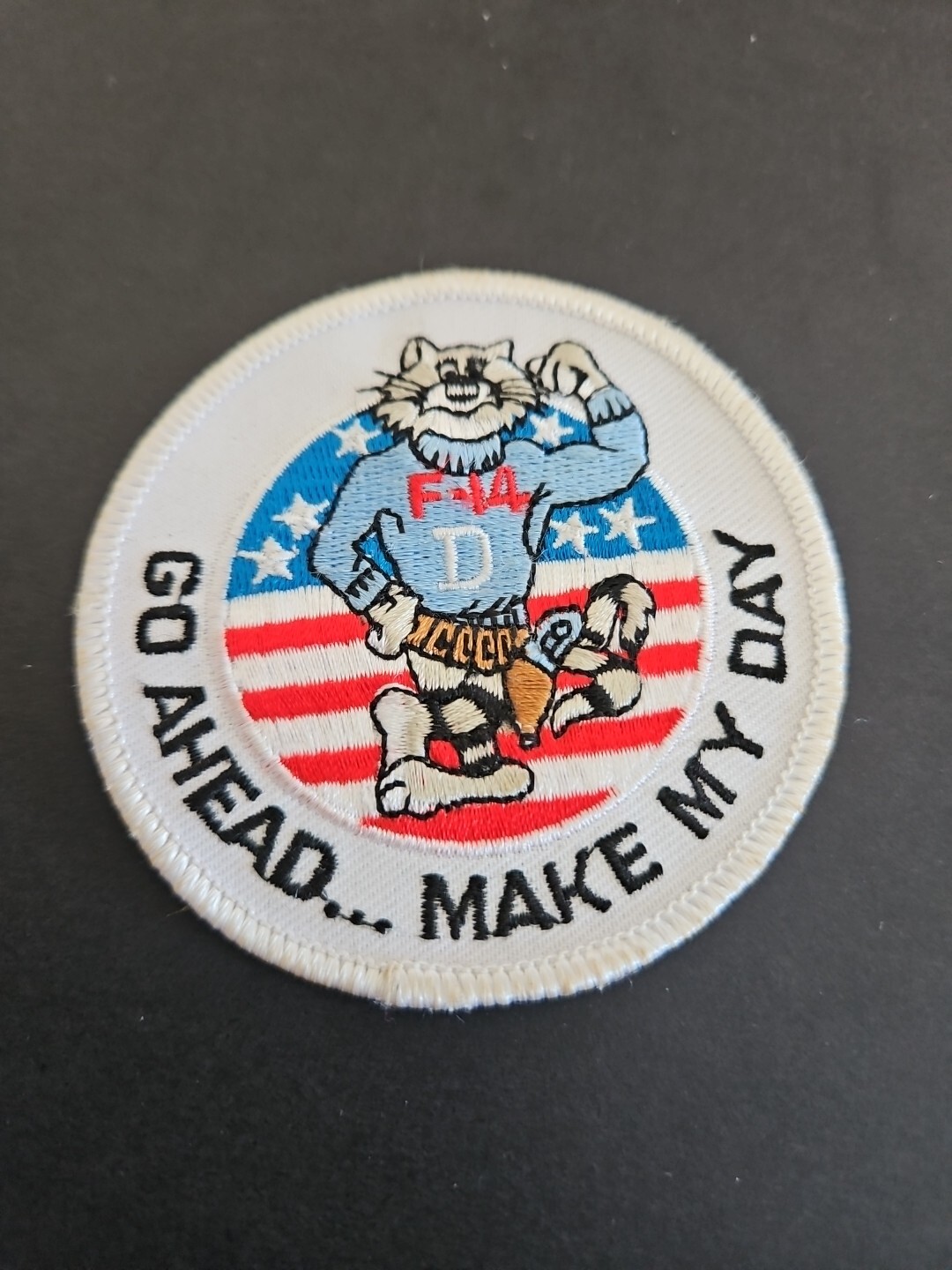 COLD WAR USN US NAVY F-14D TOMCAT GO AHEAD MAKE MY DAY VINTAGE ORIGINAL PATCH
