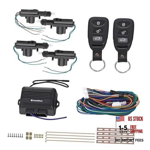 Keyless Entry System with Two 3-Button Remotes and 4 Door Actuators - Central