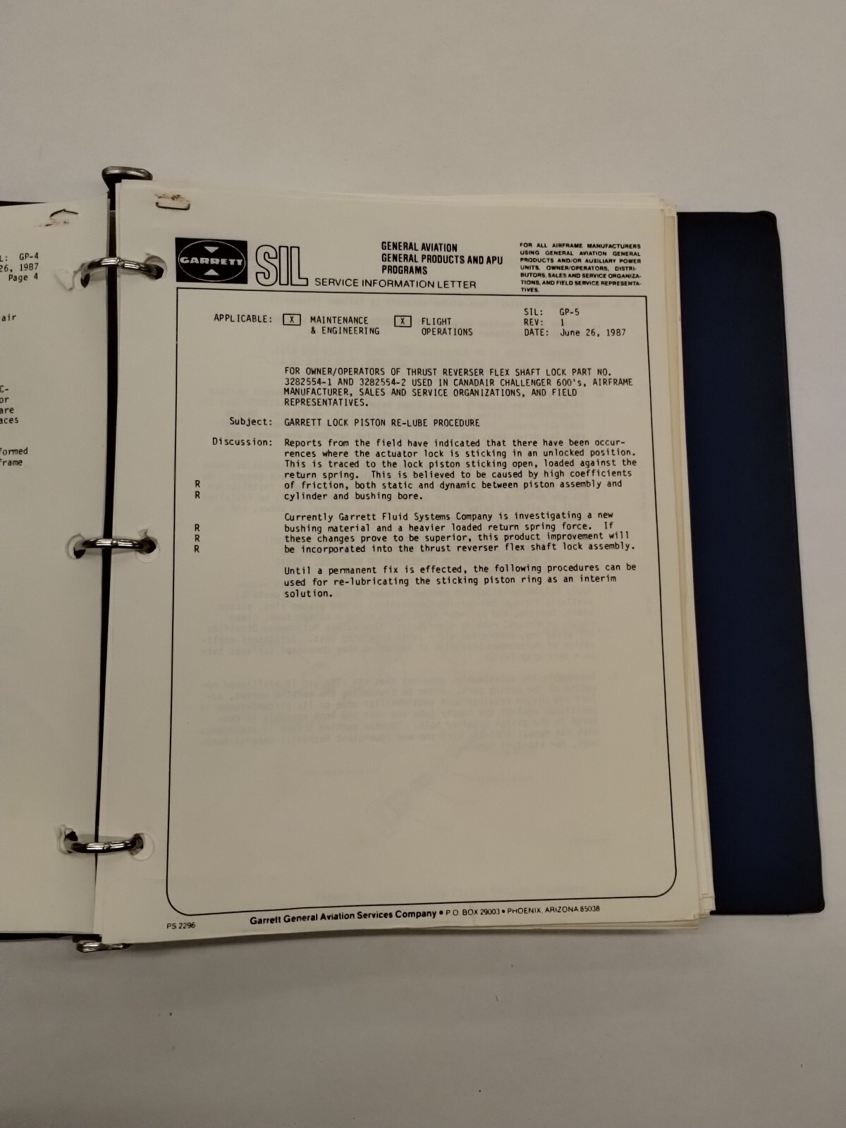 Garrett Service Information Letters 1987-90-Original