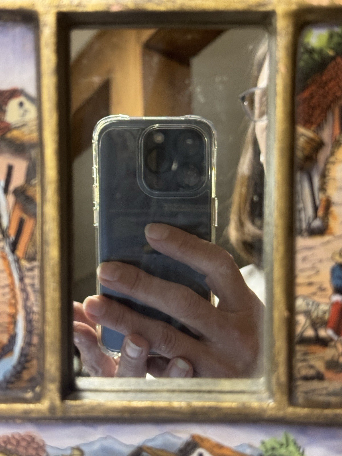 Reverse Hand Painted Mirror Folk Art Wall Decor. Peru