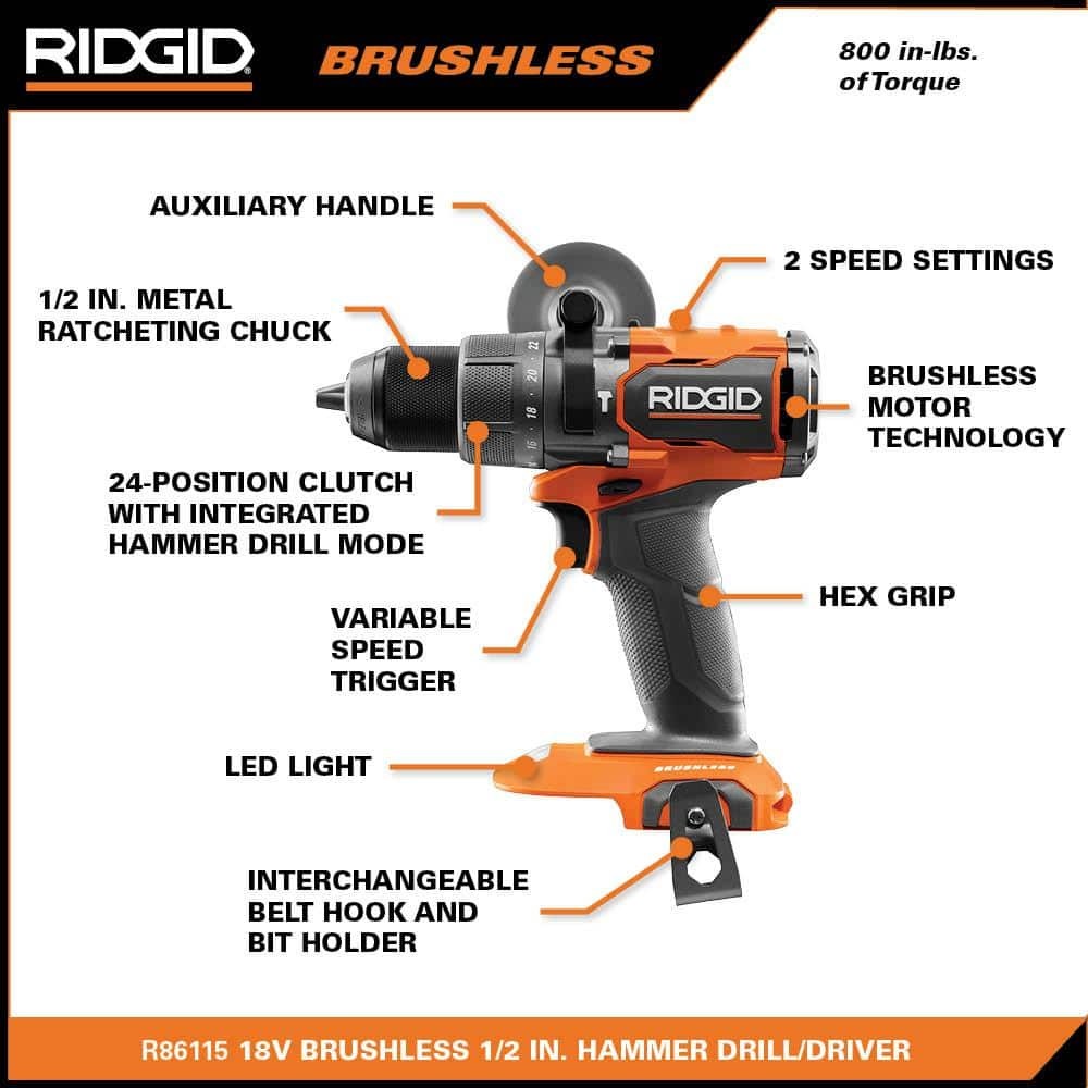 18V Brushless Hammer Drill & Impact Driver Combo Kit w/ Batteries