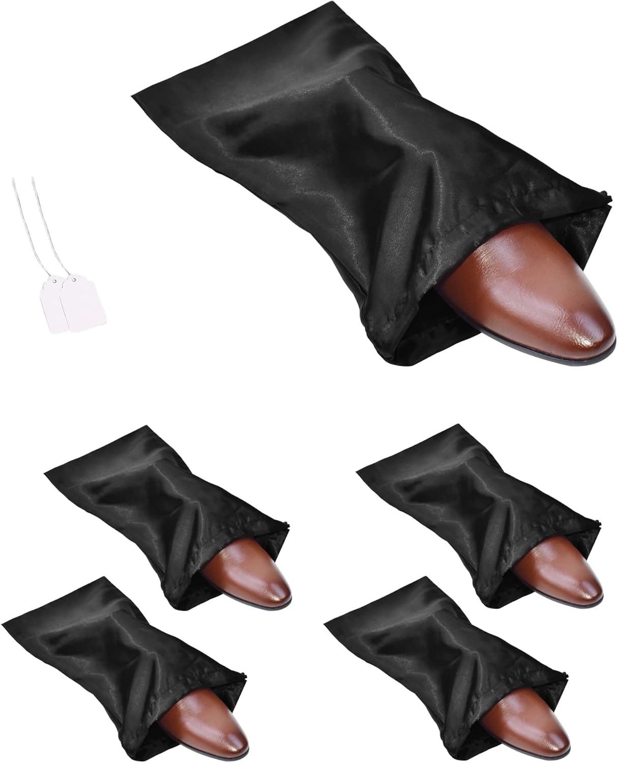 4 Pack Shoe Bags for Travel Satin Fabric Shoe Bag with Drawstring for Men Women