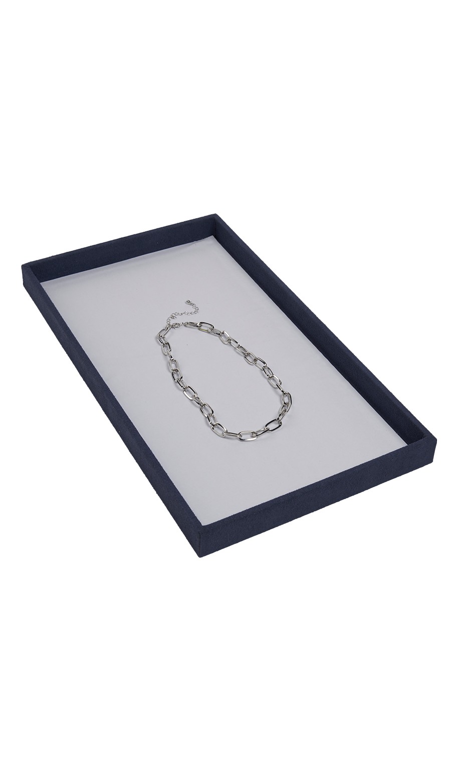 SSWBasics Large - Slate Blue Faux Suede Jewelry Tray
