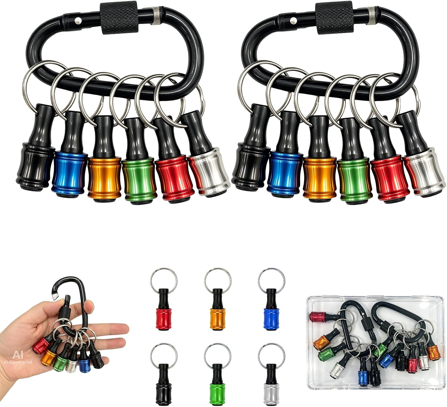 12 Pcs Drill Bit Holder Set,1/4 Inch Socket Hex Shank Bit Holders Keychain for I