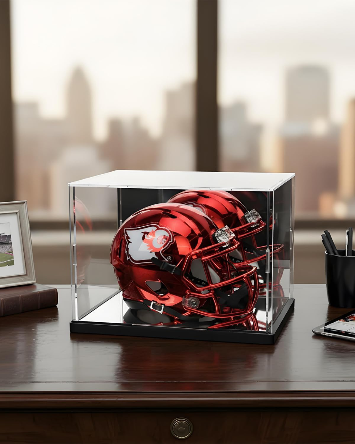 Mini Helmet Display Case with UV Protection & Mirror Back....