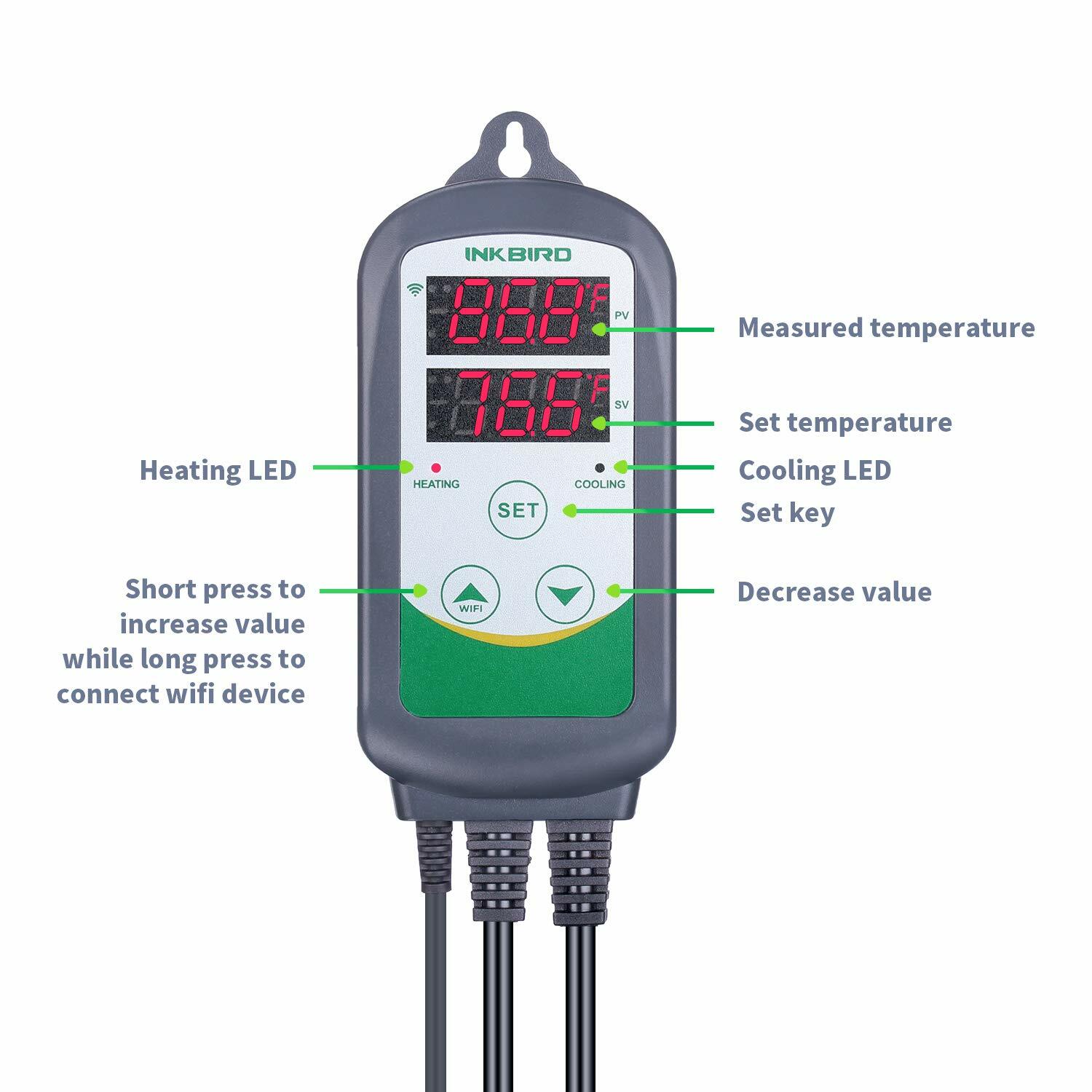Inkbird Digital WiFi Thermostats ITC-308 Humidity Controller Humidifier IHC-200