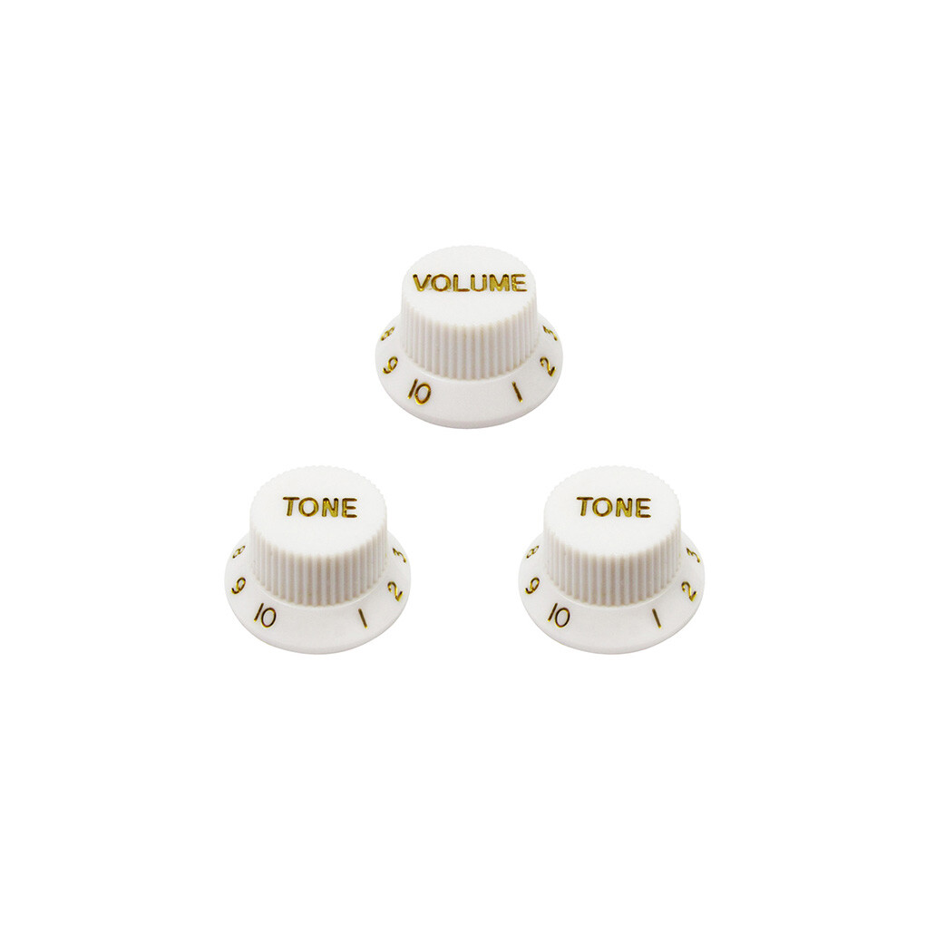 White ST SSS Guitar Pickup Covers 2T 1V Knobs Tremolo Bar Tip Switch Tip Cap