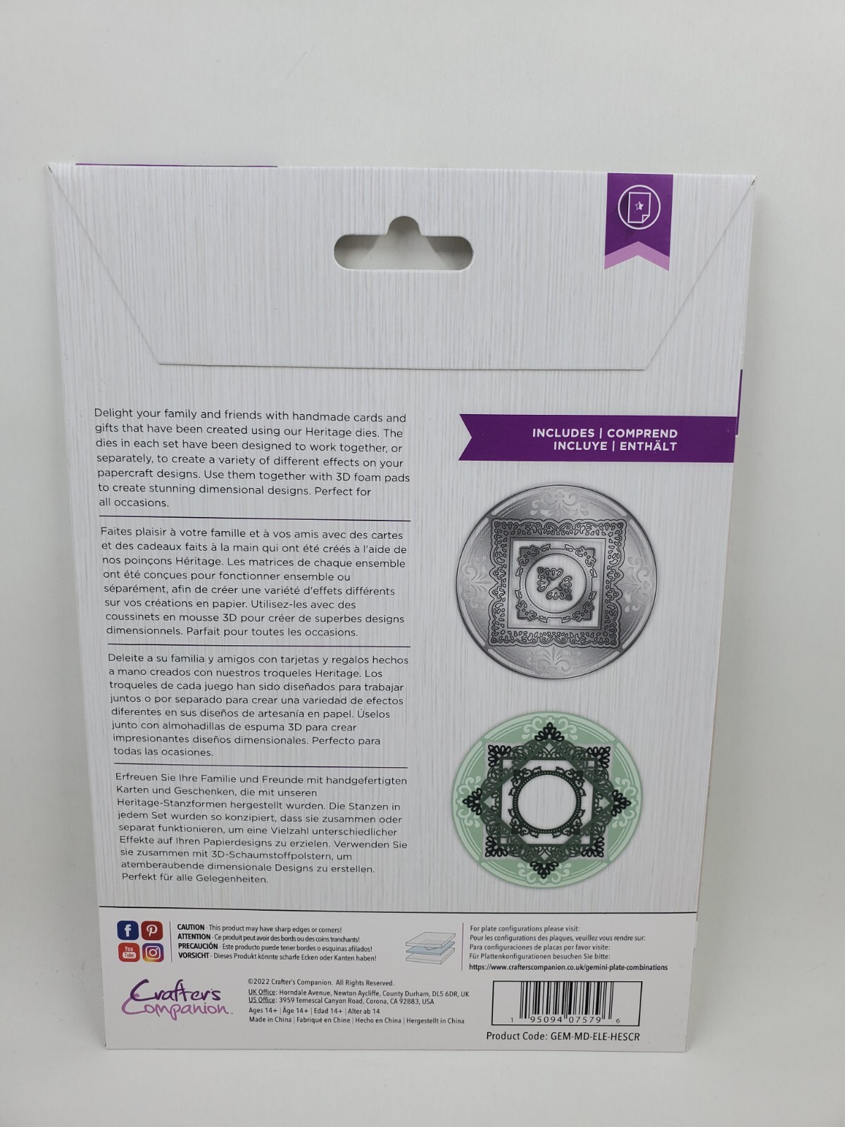 CC1 Crafter's Companion Heritage Scrolls Elements 5pc Heritage die set New