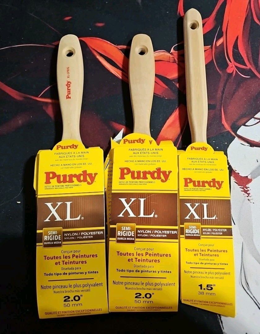 3 Purdy XL 2.0" & 1.5 Paint Brush Semi Rigide All-Purpose Trim Brush 50mm & 38mm