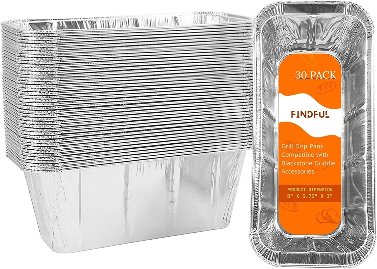 30-Pack Blackstone Griddle Accessories Drip Pan Liners, Aluminum Foil Pan Dispos