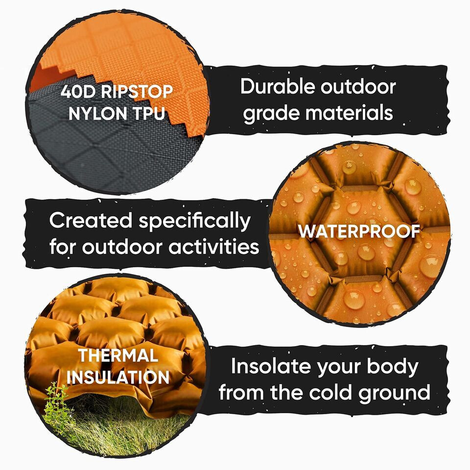 POWERLIX Ultralight Inflatable Camping Sleeping Pad - Compact and Lightweight
