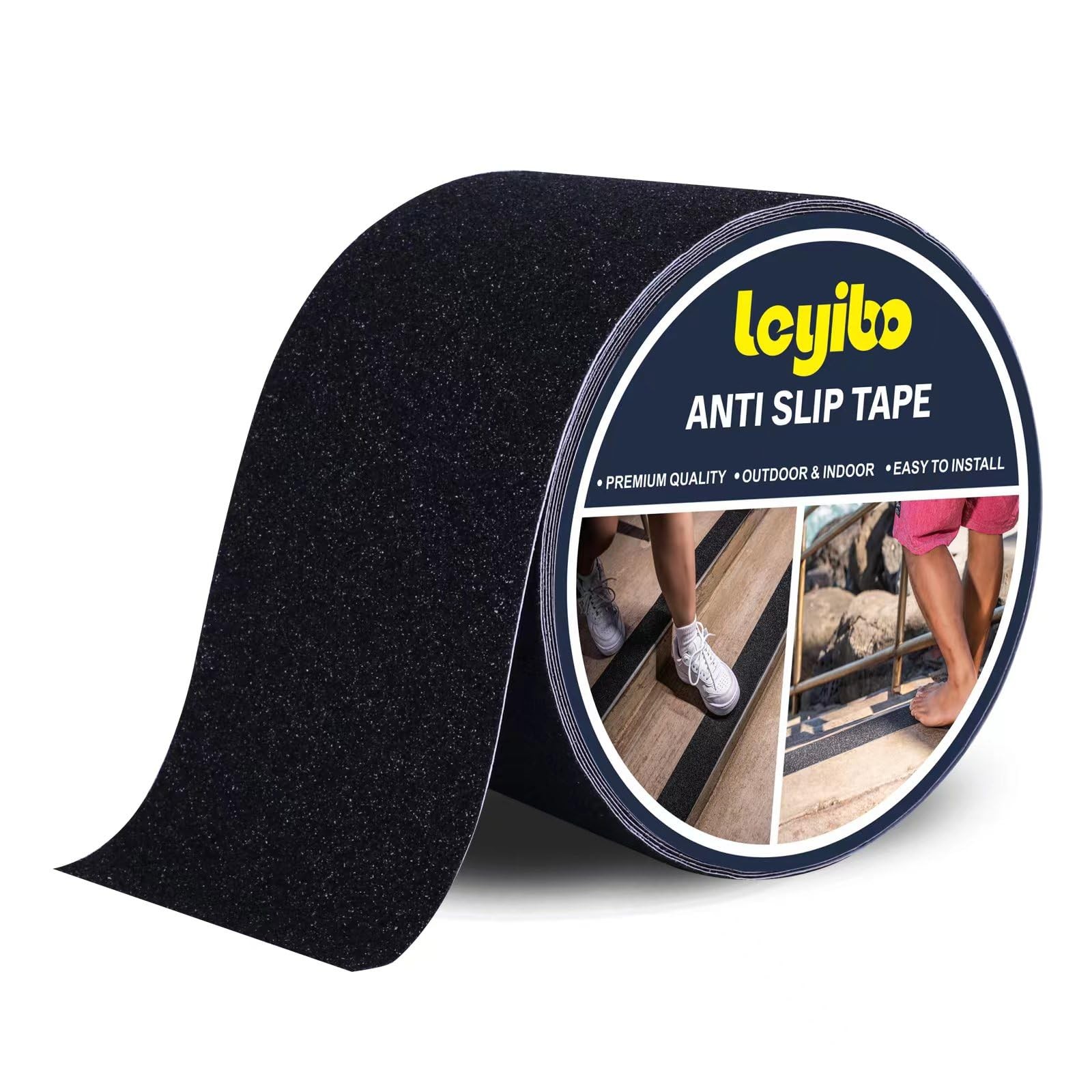 Leyibo Anti Slip Tape, 4 Inch x 42 Ft Grip Tape for Stairs 4" x 42', Black