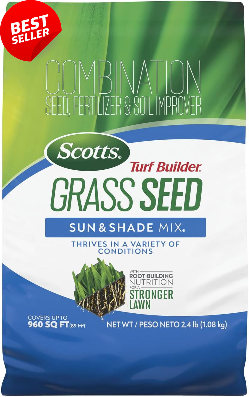 Turf Builder Grass Seed Sun Shade Mix Fertilizer Soil Improver 2.4lb