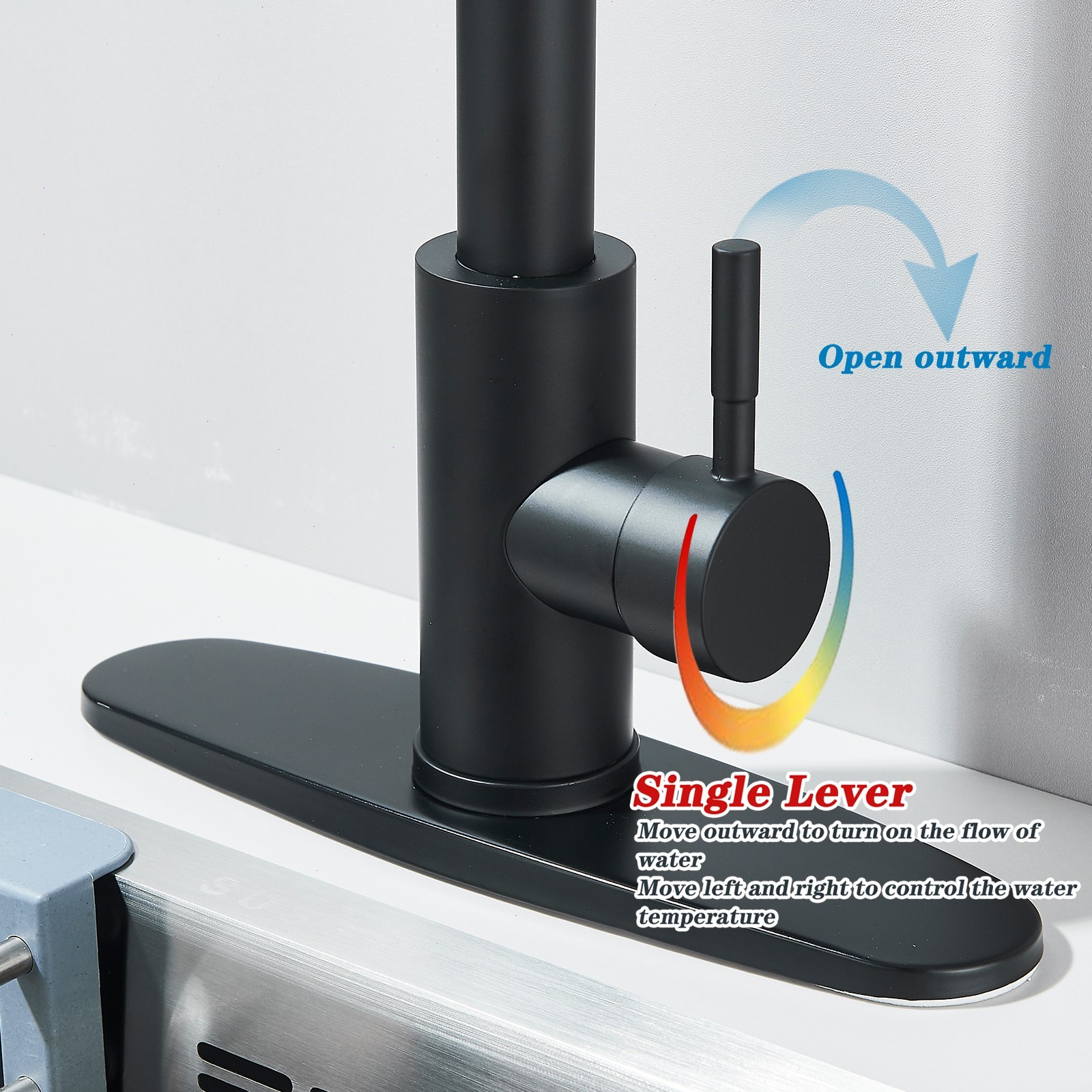 Black Kitchen Faucet with Soap Dispenser High Arc Pull Down Sprayer Sink Mixer