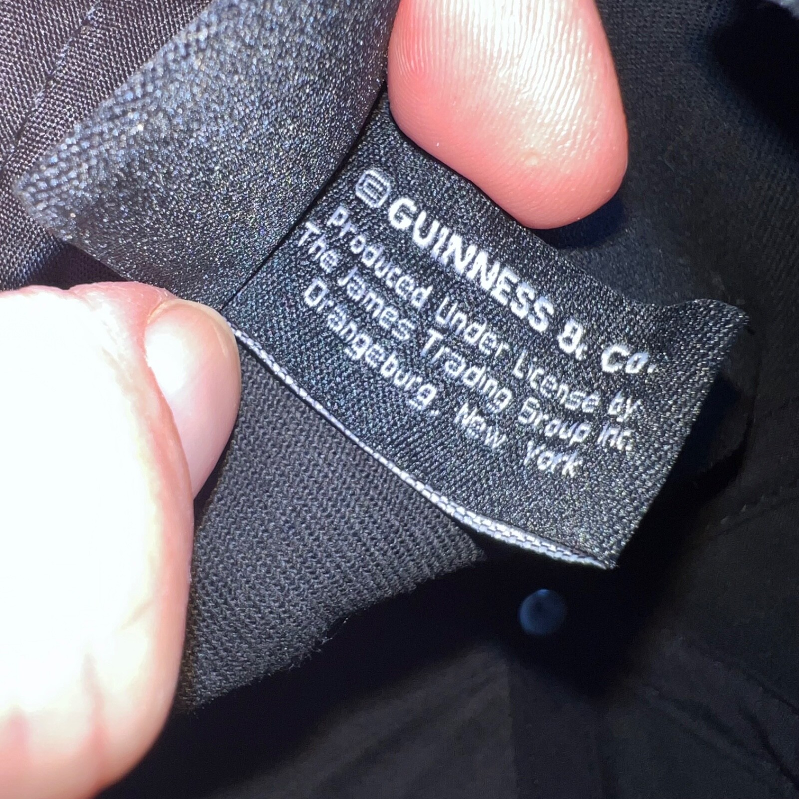 Guinness Black w Gold Harp Logo on Front Hat Cap Hook Loop w tag. see Photos