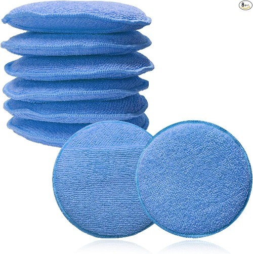 8PCS Microfiber Wax Appicator Pads, 5 Inch Round Car Wash S Color: Royal Blue