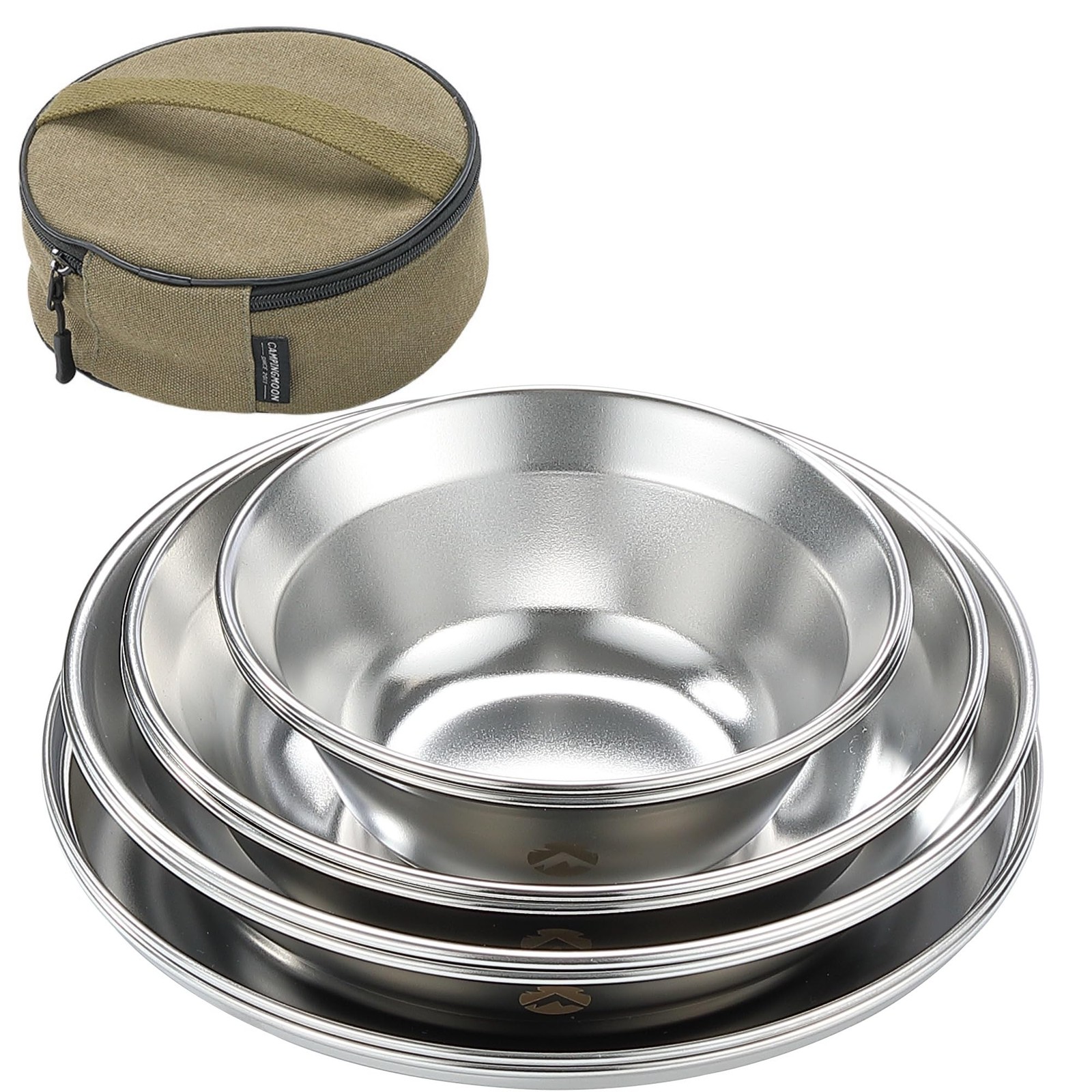 CAMPING MOON Tableware Camping Plate Stainless Steel Tableware Set 8 Pieces S395