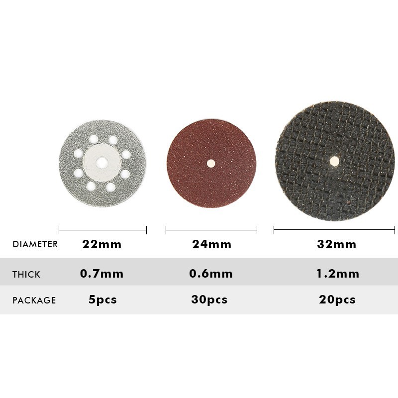 60X Cutting Disc Sanding Wheel Saw Cutter Mandrel Set Rotary Tool Accessories