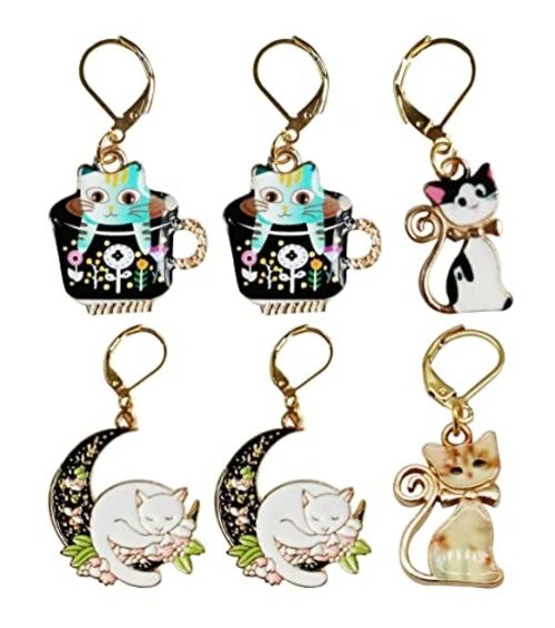6pcs Cat Crochet Removable Locking Stitch Markers for Knitting and Crocheting
